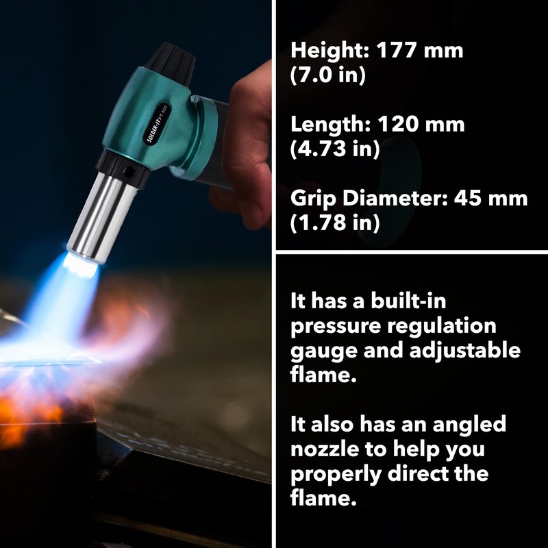 Solder-It Green Pro-Torch PT-500 | Automatic-Ignition Butane Torch Lighter |