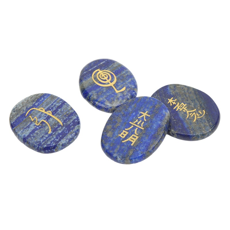 4Pcs Reiki Symbols Stones Smoother Surfaces Engraved Reiki Stones for