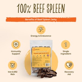 Pawsomely Healthy Crunchy Beef Spleen Jerky for Dogs – Natural Single-Ingredient Air-Dried Treat, High-Protein & Grain-Free, Made in USA - 3 oz