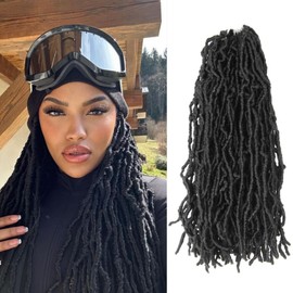 16 Inch Soft Locs Crochet Hair 6 Packs Short Straight Pre-looped New Faux Locs Crochet Hair, 2#(Off Black)