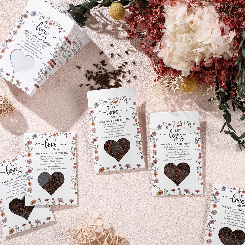 Fumete 100 Pack Wedding Favor Seed Packets Let Love Grow