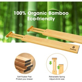 ANTOWIN Bamboo Drawer Dividers Organizers, Drawer Separators Splitter,13-17 inches Long Adjustable Spring-loaded Organizer for Large Utensil, Clothes, Tools Drawers (4+3)