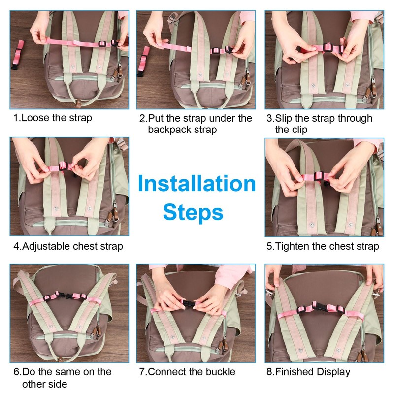 PATIKIL Backpack Belt Strap Set, 2 Pack Nylon Webbing Adjustable