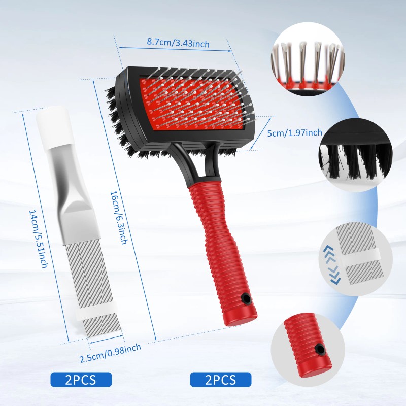 2-Piece AC Coil Cleaning Kit with Dual-Sided Brush and Stainless