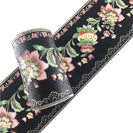 Yija Lantern Flower Self-Adhesive Wallpaper Border PVC Wall Covering Borders Bathroom Kitchen Tiles Decor Sticker 5 Meters (Black)