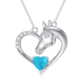 EUSJ Horse Necklace 925 Sterling Silver Horse Necklace for Women Horse Gifts for Girls Valentine'S Day Birthday Gifts, Sterling Silver, Cubic Zirconia