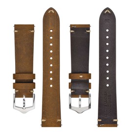 BISONSTRAP Watch Band, Military Style, Italian Leather, Replacement Strap, Quick Release, 0.71, 0.75, 0.79, 0.83, 0.87 inches (18, 19, 20, 21, 22 mm)