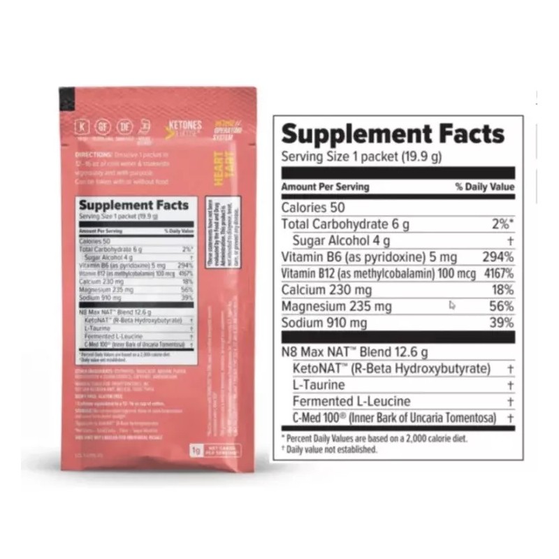 Pruvit NAT KETO OS Heart Tart 20 Packets New Box