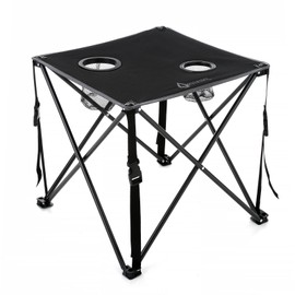 ARROWHEAD OUTDOOR 26" Heavy-Duty Portable Folding Table, 2 Cup Holders, No Sag Surface, Compact, Square, Carrying Case, Steel Frame, High-Grade 600D Canvas