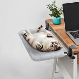 TidyNuts Cat Desk Bed, Soft Faux Fur & Breathable Mesh Bed, Suitable for All Seasons, Supports 49lbs, Perfectly fits Office Desks, Game Tables and Island Table, Easy to Clean