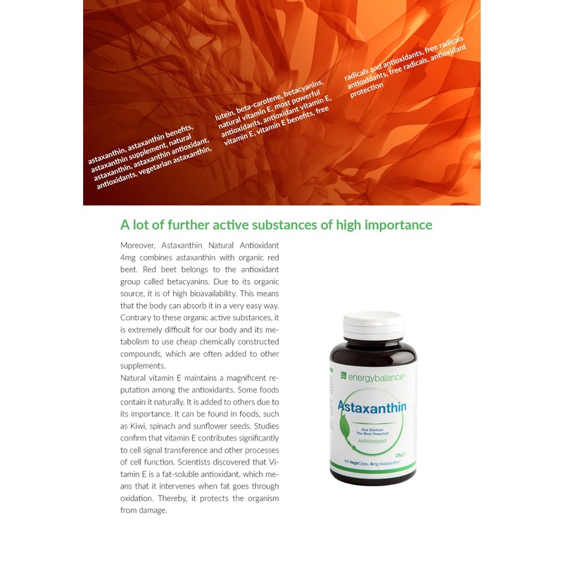 Astaxanthin - Haematococcus Algae - with Lutein, Beta-Carotene, Betacyanine and