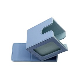CRAFT CROWN Push Window Deck Case / PU Leather Deck Box / Window Included / Estimated Capacity of 80-100 Cards (Pastel Blue)