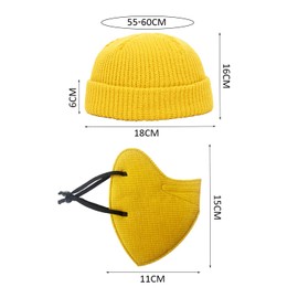 CVFRTT 1 Knitted Hat, 1 Thermal Mask, Yellow Hat, Warm Men's Hat, Outdoor Thermal Accessories, light yellow