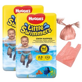 Tilz Disposable Swim Nappies with Nappy Bags Little Swimmers Size 5-6 Swimming Nappies for Babies (12-18kg) x 22 - Waterproof Nappies Nappies Great for Summer Outdoors Pools