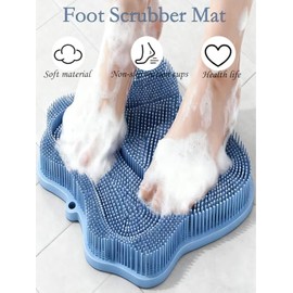 Alfombrilla de ducha para limpiar pies de ducha, cepillo de silicona para baño con ventosas antideslizantes, para uso en la ducha para mejorar la exfo