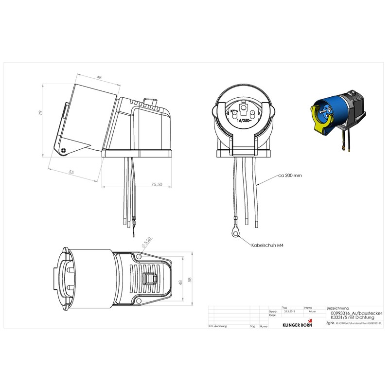 Schuko feed box K331/5 with coupling holder for mounting