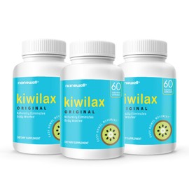 Nanowell Kiwilax Original - Supports Healthy Bowel Movements, Digestive Health, and Natural Elimination - Gentle and Safe with Magnesium & Kiwi Proprietary Blend, 60 Capsules x 3 Bottles (180 Count)