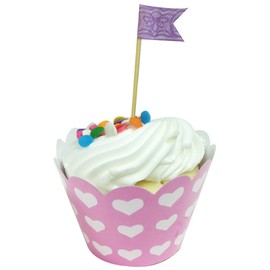 Wrapables Standard Size Hearts Cupcake Wrappers (Set of 20), Pink