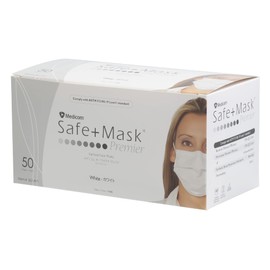 Medicom Japan PMR002014M Non-Woven Mask, Safety Mask, Premier, White, Regular Size, 50 Pieces, Disposable, Large Capacity, Less Ear Pain, Easy to Breathe