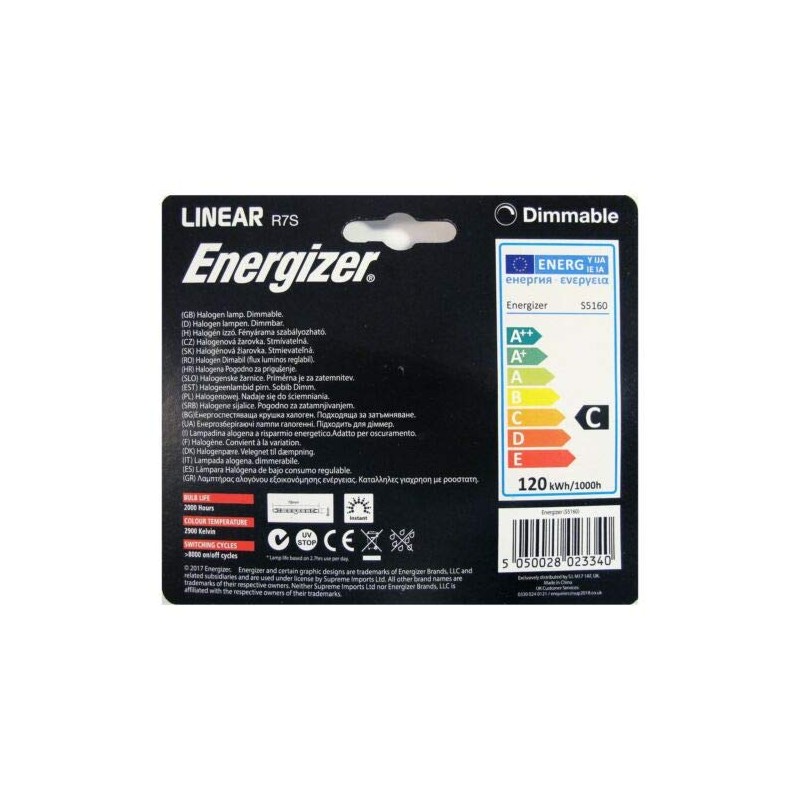 4 x Linear Energizer R7S Eco Halogen Linear 120w=150w S5160