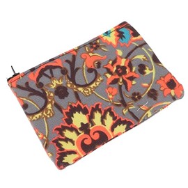 GURU SHOP Colourful Boho Purse, Upcyceling Fabric Purse, Grey/Orange, Men/Women, Cotton, Size: One Size, 10 x 13 x 1 cm, Wallets, gray, Casual