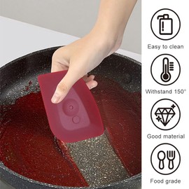 Pan Scraper Set Dough Scraper Cutter Plastic Tool Set Scratch Resistant Pot Scraper Dish Scraper Kitchen Tools for Pot Cleaning Scraper Kitchen Tool (Red/3pcs)