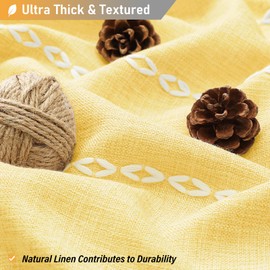 BTTN 78 Inch Long Shower Curtain - Boho Farmhouse Linen Thick Striped Fabric Shower Curtain Set with Plastic Hook, Tall Rustic Country Modern Luxury Cloth Shower Curtains for Bathroom - Yellow - 72x78