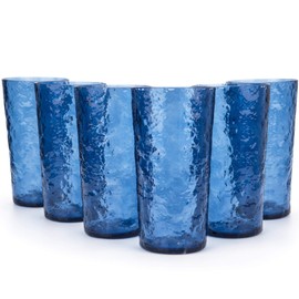 KX-WARE 18-ounce Acrylic Highball Glasses Plastic Tumbler, set of 6 Blue