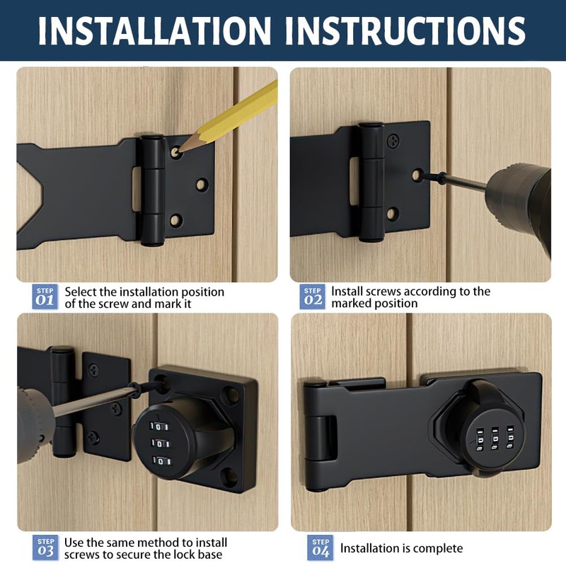 MIVITOOM 3.5-Inch Cabinet Password Hasp Locks, 3-Digit Combination Door Lock