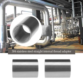 EMSea Pack of 5 304 Stainless Steel Straight Connectors 3/8 Inch Female to 3/8 Inch Female Pipe Fittings Connector for Pipe Connection Conversion