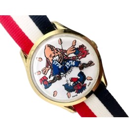 Vintage Jimmy Carter Watch w/band 1976 President Peanut Head Swiss Windup RARE