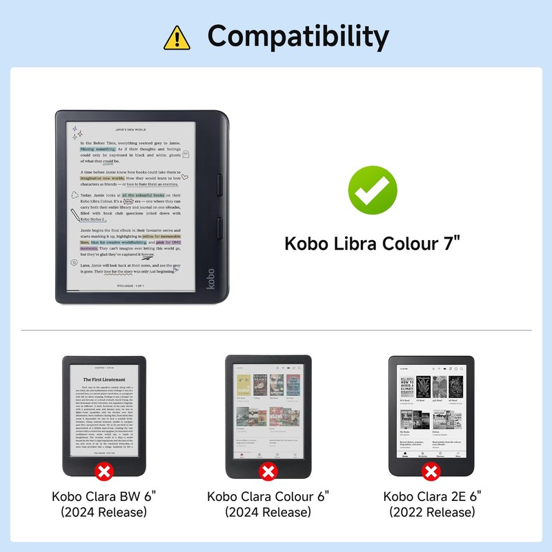 Case for Kobo Libra Colour eReader 7", Crystal Clear Cover