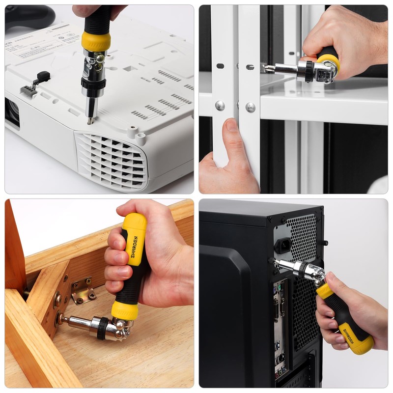 SHARDEN Ratcheting Multi Bit Screwdriver - 13-in-1 Tool Set, Flat