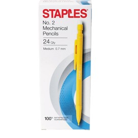Staples 1170082 Mechanical Pencils #2 Yellow, 0.7Mm, 24/Pk
