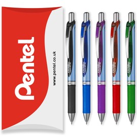 Pentel Energel BLN75 Retractable Gel Rollerball Pen 0.5mm 54% Recycled (Pack of 5)
