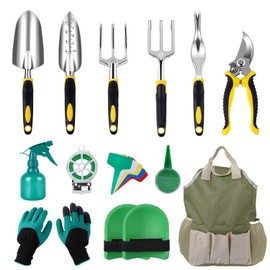Lekeone Garden Tools Set 12-Piece Heavy Duty Gardening Hand Tools with Fashion and Durable Garden Tools Organizer Handbag,Rust-Proof Garden Tool Set, Ideal Gardening Gifts for Women