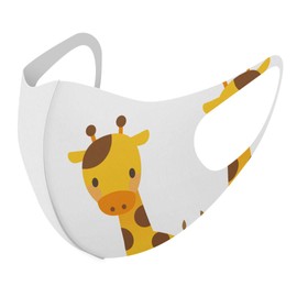 [igsticker] デザイン マスク ２枚セット ポリエステル 洗える 布マスク 男女兼用 007166 ユニーク アニマル きりん キャラクター