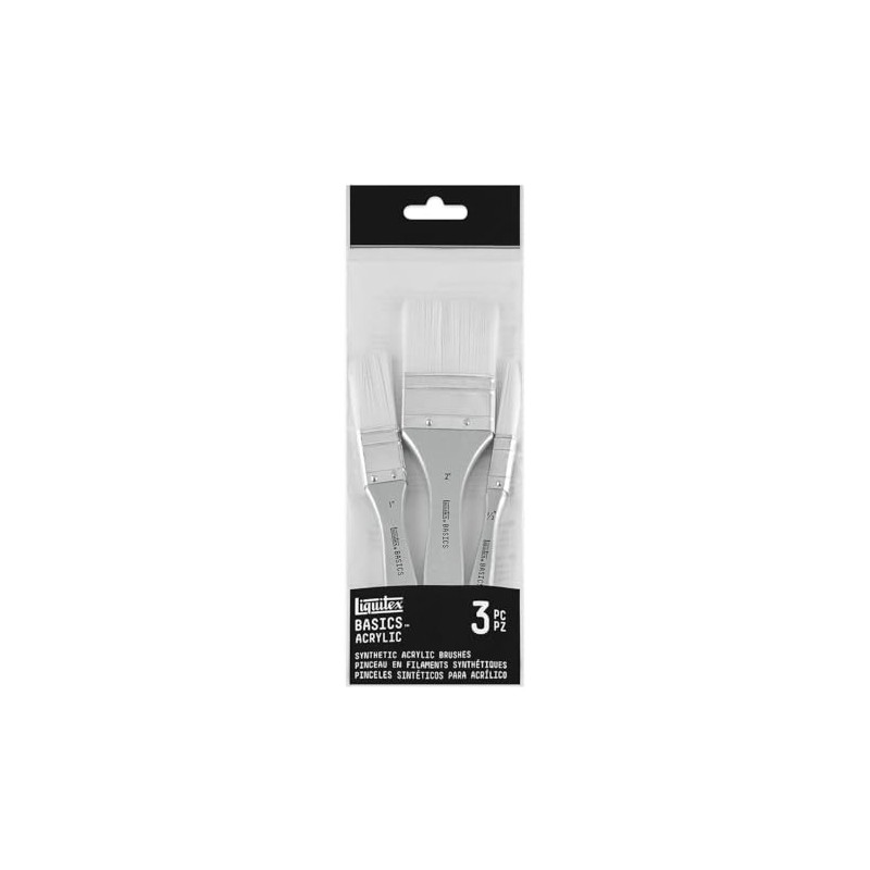 Liquitex Basics 3699369 Synthetic Brush Set, 3 Flat Brushes -
