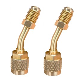 R410a Adapter HVAC Vacuum Port Brass Converter with Thimble 5/16 Inch Female to 1/4 Inch Male Flare for Mini Split System Air Conditioner Refrigeration Service (2 Pack)