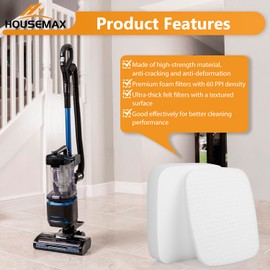 2 Pack NV602 Replacement Foam and Felt Filter Kit compatible with Shark Corded Lift Away Upright Vacuum NV602 NV612 NV702, Replace Model: XFFKNV702