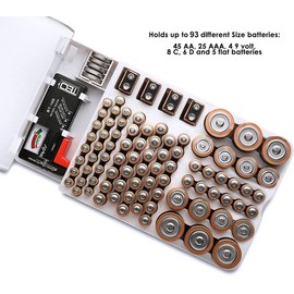 ‎The Battery Organizer The Battery Organizer Storage Case Hinged Clear Cover Includes Battery Tester