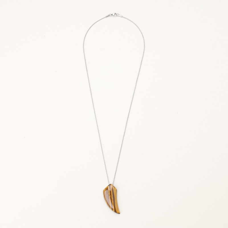 COAI Mens Stainless Steel Tiger Eye Wolf Tooth Pendant Necklace,