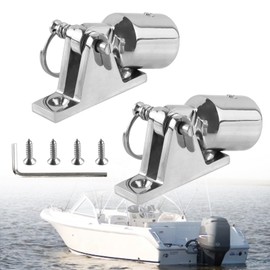 CWaveRow Bimini Top Hardware Kit, Deck Hinge with Quick Release Pin & Eye End Cap, 316 Stainless Steel, Fits 1" OD Round Tubing (2 Pairs)