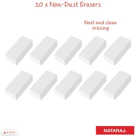 ZOFAX NatReg White Medium Erasers, Pack of 10, Multipack, Pencil Rubber Soft Erasers Pack, Perfect for School Home Office Classroom Teacher Supplies, iZOFAX Black Ball Pen