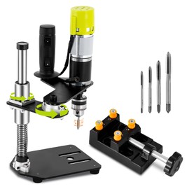 Consfly M3-M6 Electric Tapping Machine Vertical Tapper with Bench Vice & 4 Taps Adjustable Tapping Tool for Metal Plastic Wood 100-200r/min 110V
