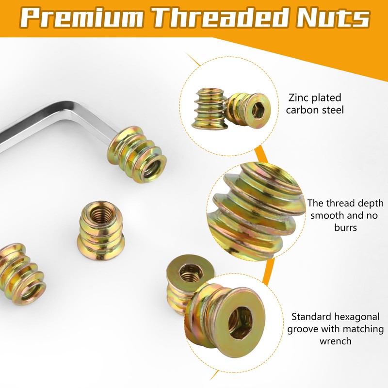 Pack of 50 Screw Nuts, M4 x 10 mm Threaded