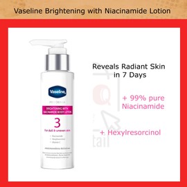 Vaseline Dermacare Brightening Body Lotion with Niacinamide & Hexylresorcinol, Radiant Skin Formula, 90ml