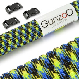 Ganzoo Paracord 550 Rope + 3 x Click Fastener for Bracelet, Lead, Collar, Starter Set