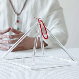 Clear Quartz Crystal Singing Pyramid (3 inch- 20 Inch) Quartz Crystal Singing Pyramid Healing Musical Instrument Quartz Singing Pyramid with Carry Case Bag for Sound Healing Meditation