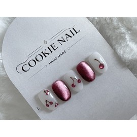 ⭐️ Soft [Milk Cherry] Magnetic Nail Tip ⭐️ - Short Stiletto / ⭐️ 여리여리 [밀크 체리] 자석 네일 팁 ⭐️ - 숏스틸레토